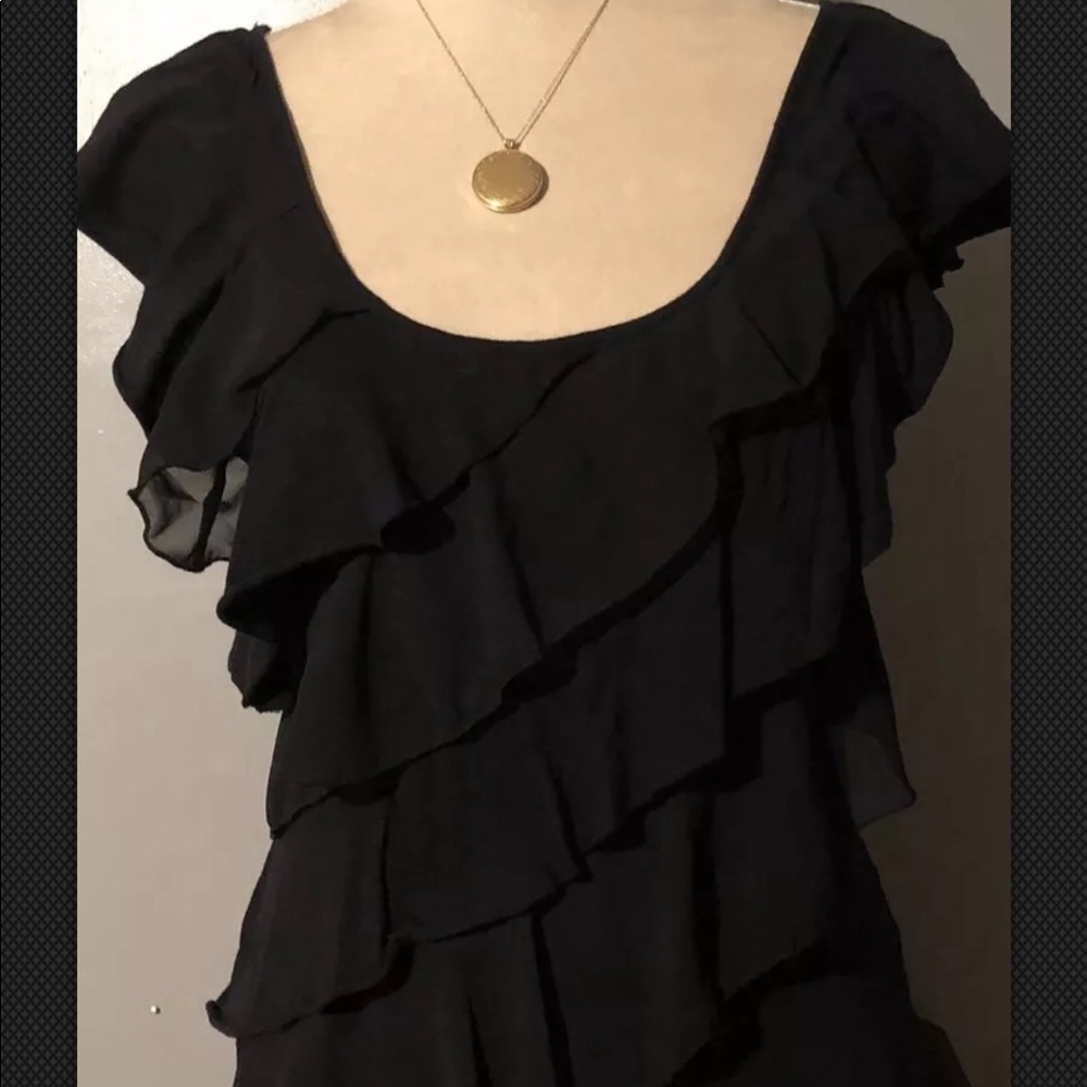 Lauren Conrad Black with Ruffles Blouse Sz XS